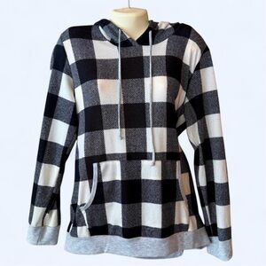 HEIMISH USA Black and White Plaid Women's Sweater